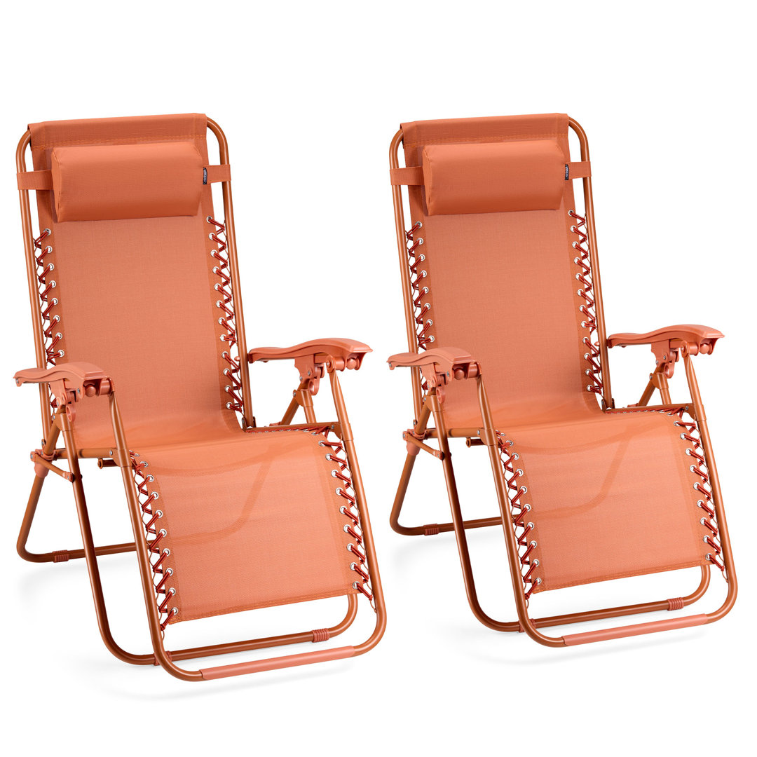 VonHaus Verona Folding Zero Gravity Sun Lounger Rust Orange 110cm H X 65cm W X 90cm D